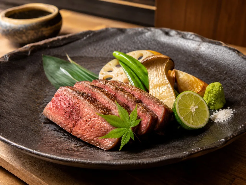 能登牛の炭火焼き