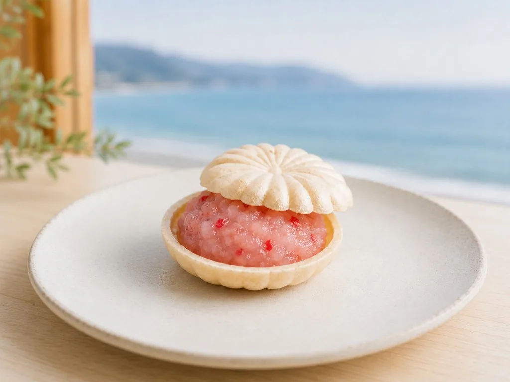 4月の月替わり・湘南いちご白あんの最中
