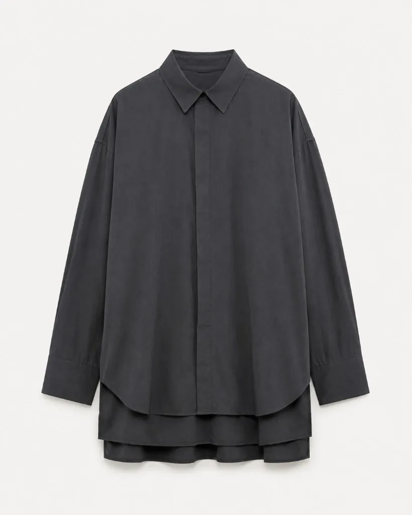 Layered Oversized Shirt Charcoal 商品単体