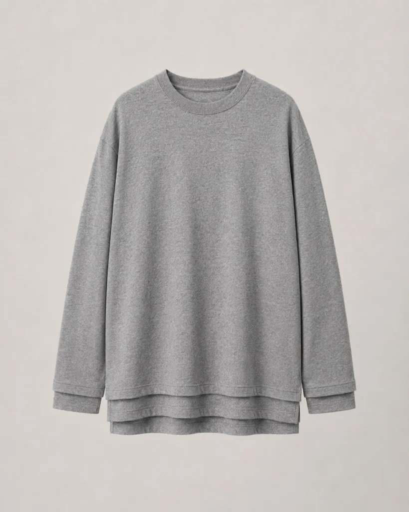 Double Hem Long Sleeve Tee Gray 商品単体